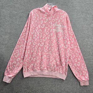 Assholes Live Forever Women Sweatshirts XL Pink Cheetah Hoodie‎ Oversized READ